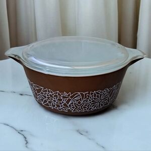 Vintage Pyrex Woodland Brown Cinderella Casserole Pyrex Lid  Bakeware Set 2.5L